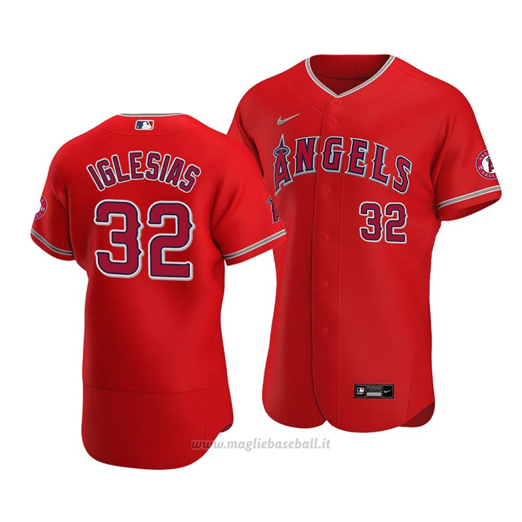 Maglia Baseball Uomo Los Angeles Angels Raisel Iglesias Autentico Alternato Rosso